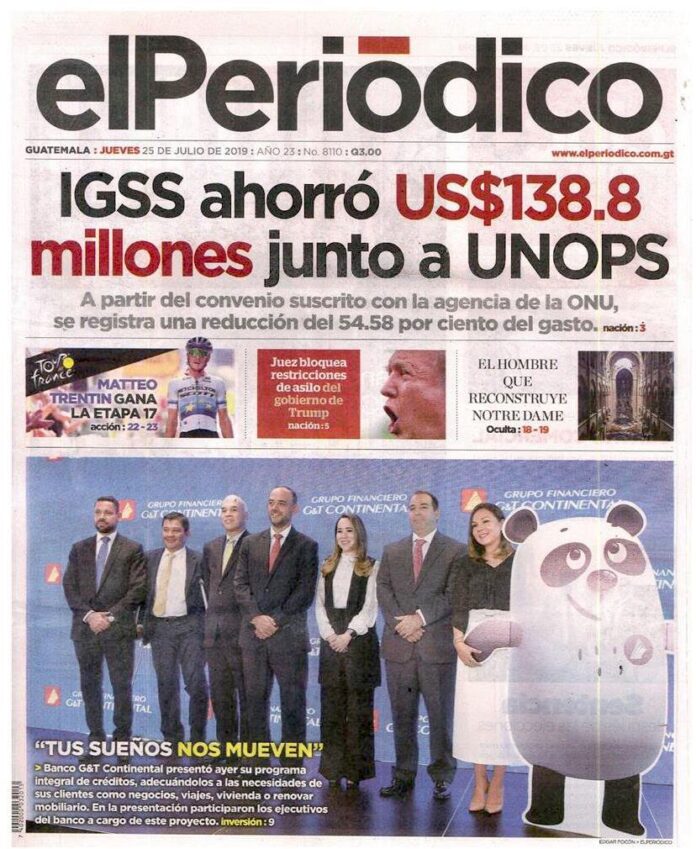 El periodico IGSS ahorro 138 millones junto a unops