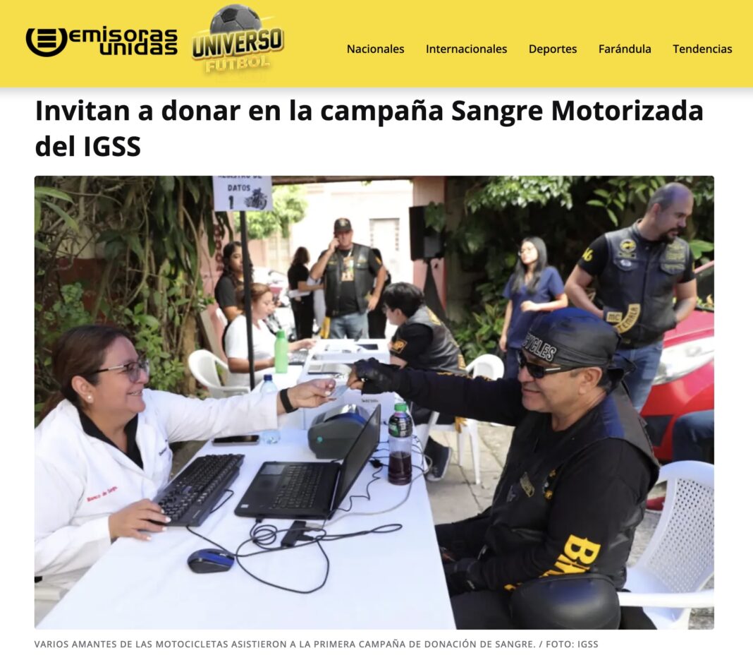 Emisoras Unidas campaña de sangre motorizada IGSS