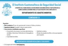Convocatoria de la plaza: Contador para el Departamento de Abasteciemientos, Ciudad de Guatemala