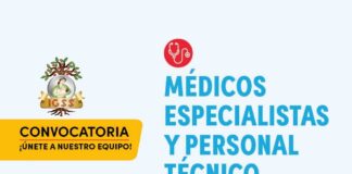 Convocatoria a Médicos Especialistas y Personal Técnico
