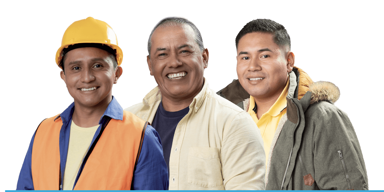 Trabajador migrante guatemalteco junto a su familia