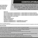 Convocatoria IGSS Plazas Direccion Terapeutica Central junio 2018