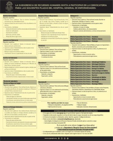 Convocatoria de plazas para el Hospital General de Enfermedades del IGSS