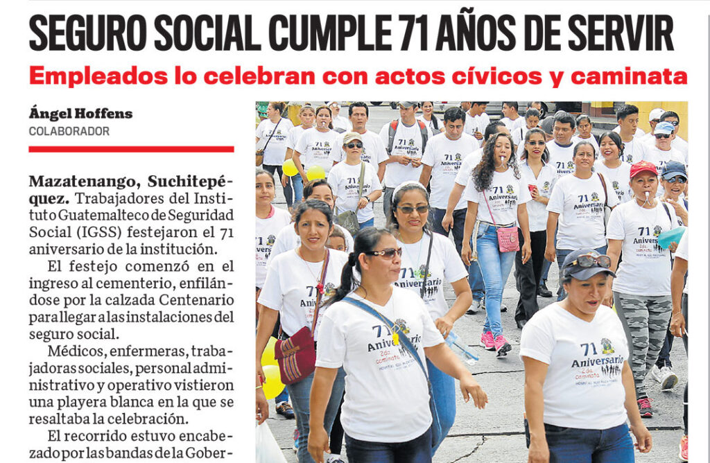 Nuestro Diario Seguro Social cumple 71 años de servir Noticias IGSS