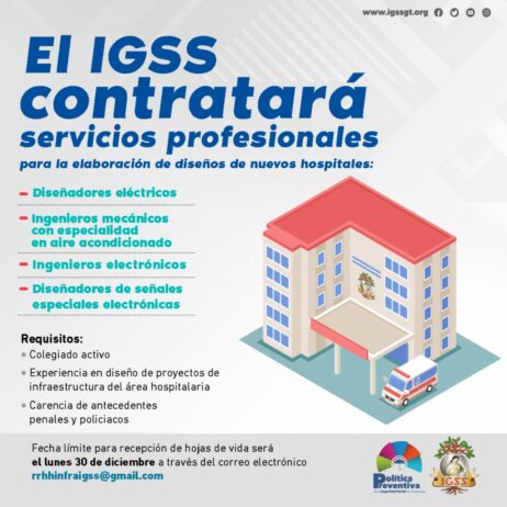 Convocatoria: El IGSS contratará servicios profesionales