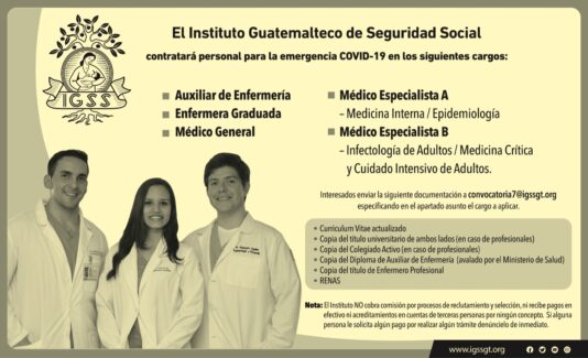 El IGSS invita a participar en la convocatoria de las siguientes plazas