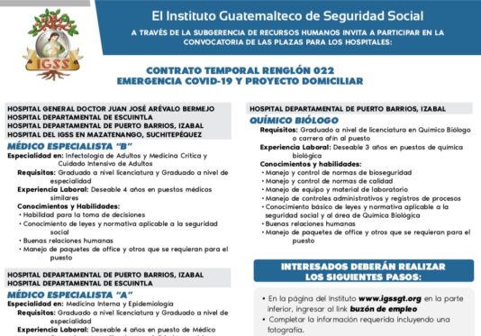 El IGSS invita a participar en la convocatoria de plazas para sus hospitales