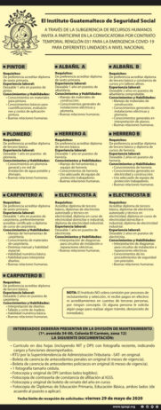 El IGSS invita a participar en la convocatoria de las siguientes plazas