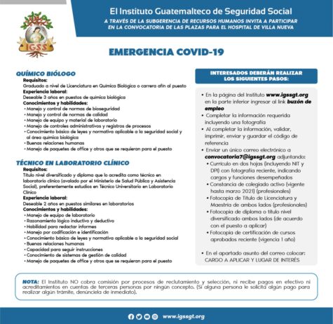 El IGSS invita a participar en la convocatoria de las plazas para el Hospital de Villa Nueva