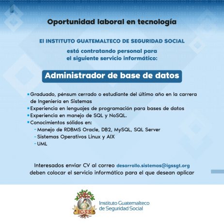 Oportunidad laboral en tecnología: Administrador de base de datos