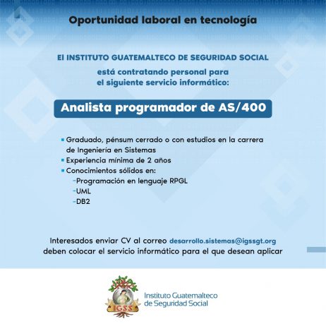 Oportunidad laboral en tecnología: Analista Programador de AS/400