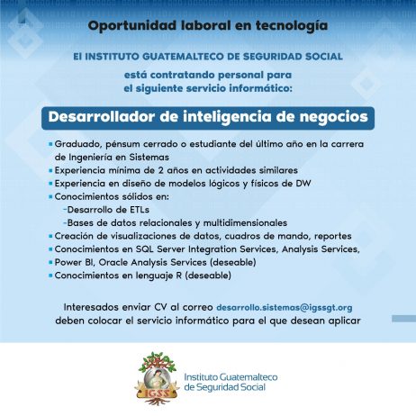 Oportunidad laboral en tecnología: Desarrollador de inteligencia de negocios