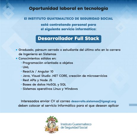 Oportunidad laboral en tecnología: Desarrollador Full Stack