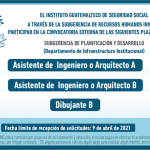 Convocatoria IGSS plazas subgerencia planificacion y desarrollo 2021-01