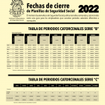 Fechas de cierre de planilla de Seguridad Social IGSS 2021-02