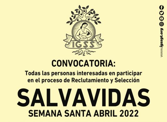 El IGSS invita a participar en el proceso de Reclutamiento y Selección de SALVAVIDAS 2022