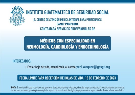 Convocatoria para las plazas de Médicos con especialidad en Neumología, Cardiología y Endocrinología en CAMIP Pamplona