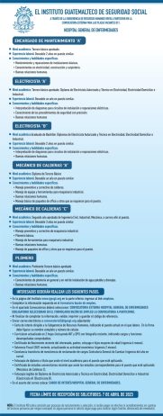 Convocatoria para plazas en el Hospital General de Enfermedades