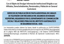 Evento de Licitación DSC-L-03/2024: Servicios de publicación de pauta audiovisual en canales de televisión con frecuencia VHF, horario vespertino