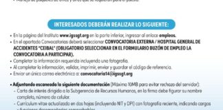 Convocatoria de la plaza: Ayudante de Enfermería para el Hospital General de Accidentes Ceibal, Ciudad de Guatemala