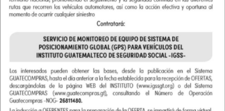 Evento de Licitación DSC-L-23/2025: Servicios de monitoreo de equipo de sistema de posicionamiento global (GPS) para vehículos del IGSS