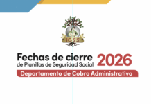 Fechas de cierre de Planilla de Seguridad Social 2026