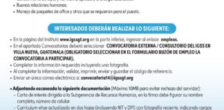 Convocatoria de la plaza: Médico Especialista (Ginecología y Obtetricia) para el Consultorio en Villa Nueva, Guatemala
