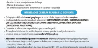 Convocatoria de la plaza: Agente de Seguridad (3 puestos) para el Hospital General de Quetzaltenango