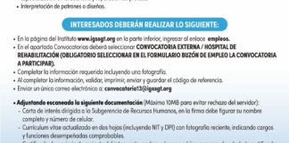 Convocatoria de la plaza: Maestro Talabartero para el Hospital de Rehabilitación, Ciudad de Guatemala