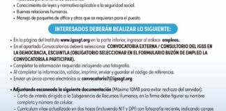 Convocatoria de la plaza: Médico General para el Consultorio en La Democracia, Escuintla