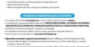 Convocatoria de la plaza: Médico Especialista General para la Unidad Integral de Senahu, Alta Verapaz