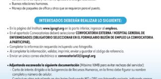 Convocatoria de la plaza: Médico Especialista (Medicina Interna) para el Hospital General de Enfermedades