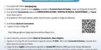 Convocatoria de la plaza: Ayudante de Enfermería para el Hospital de Patulul, Suchitepéquez